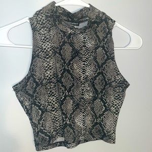 Snake skin halter sleeveless crop top